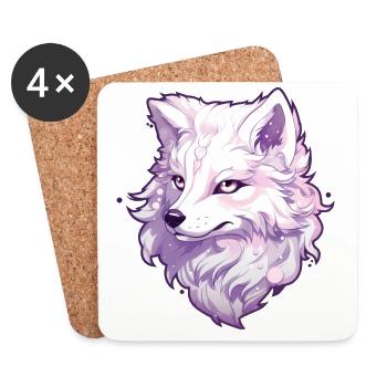 Wolf Anime - Coasters (set of 4) - white - Front