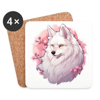Wolf, Anime - Coasters (set of 4) - white - Front