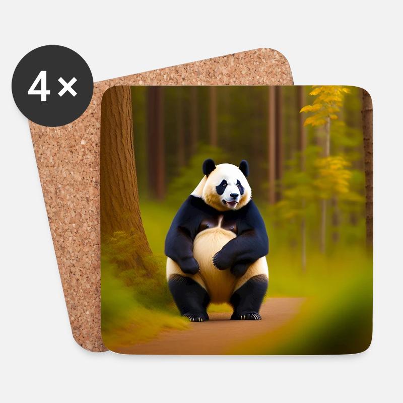 Panda Bär - Untersetzer (4er-Set) - Weiß