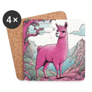 Pink Lama - Untersetzer (4er-Set) - Weiß - Vorne