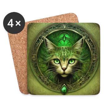Mystic Cat - Untersetzer (4er-Set) - Weiß - Vorne