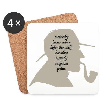Talent instantly recognizes genius Sherlock quote. - Coasters (set of 4) - white - Front