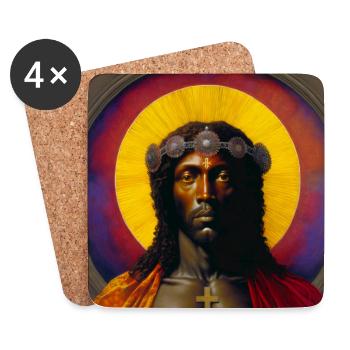 Schwarzer Jesus 01 - Untersetzer (4er-Set) - Weiß - Vorne