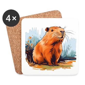 Capybara - Untersetzer (4er-Set) - Weiß - Vorne