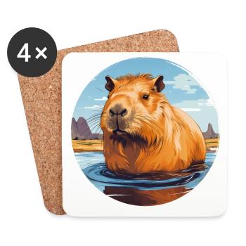 Capybara - Untersetzer (4er-Set) - Weiß - Vorne