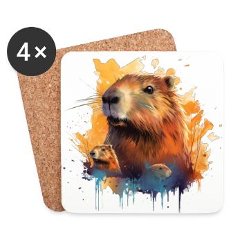 Capybara - Untersetzer (4er-Set) - Weiß - Vorne