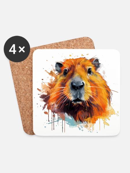 Capybara - Untersetzer (4er-Set) - Weiß