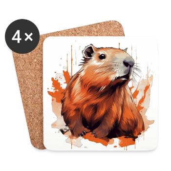 Capybara - Untersetzer (4er-Set) - Weiß - Vorne