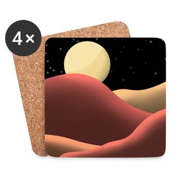 Moonrise in the desert - Coasters (set of 4) - white - Front