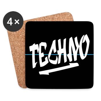 Techno Graffiti Stil Hard Dark Acid - Untersetzer (4er-Set) - Weiß - Vorne