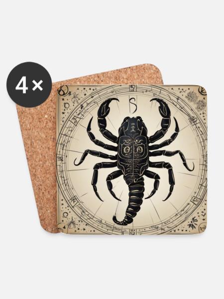 Zodiac Scorpion - Untersetzer (4er-Set) - Weiß