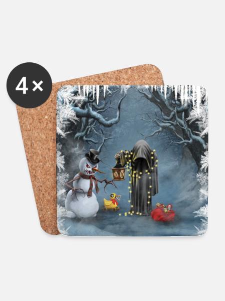 Dunkle Weihnachten - Untersetzer (4er-Set) - Weiß