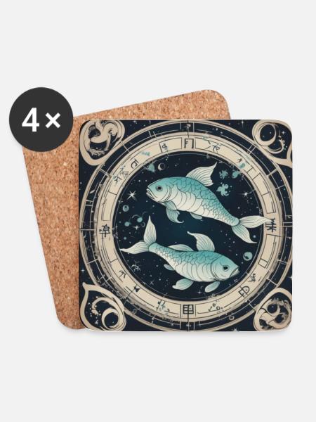 Zodiac Pisces - Untersetzer (4er-Set) - Weiß