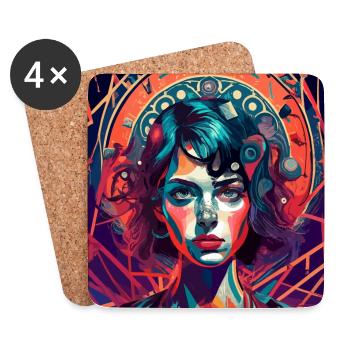 Psychedelic Lady - Untersetzer (4er-Set) - Weiß - Vorne
