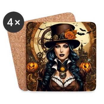 Halloween im Steampunk-Stil - Untersetzer (4er-Set) - Weiß - Vorne