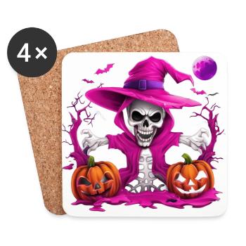 Squelette magenta - Dessous de verre (lot de 4) - blanc - Devant