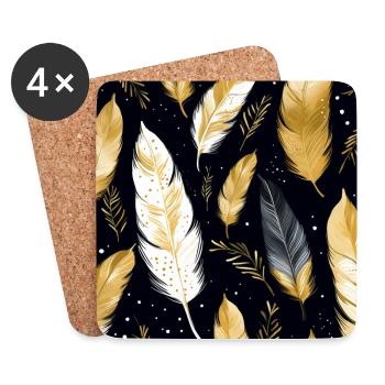 Boho Feathers - Coasters (set of 4) - white - Front