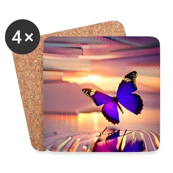 Ai Butterfly on fantasy background - Coasters (set of 4) - white - Front