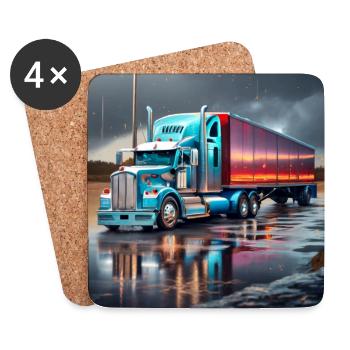 blue and red truck - Coasters (set of 4) - white - Front