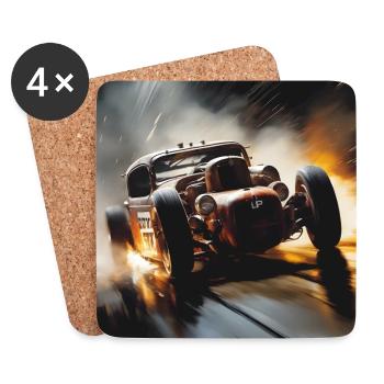 Rusty Hot Rod Rennen #3 - Untersetzer (4er-Set) - Weiß - Vorne