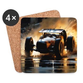 Rusty Hot Rod Rennen #5 - Untersetzer (4er-Set) - Weiß - Vorne