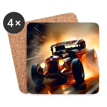 Rusty Hot Rod Rennen #7 - Untersetzer (4er-Set) - Weiß - Vorne