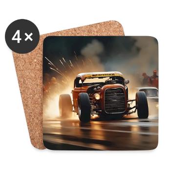 Rusty Hot Rod Rennen #10 - Untersetzer (4er-Set) - Weiß - Vorne