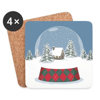 Glass ball inserted in winter landscape - Coasters (set of 4) - white - Front