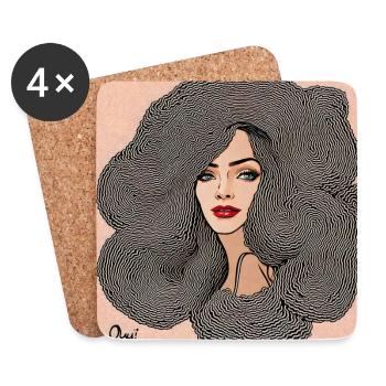 Hairstyle #3 - Dessous de verre (lot de 4) - blanc - Devant