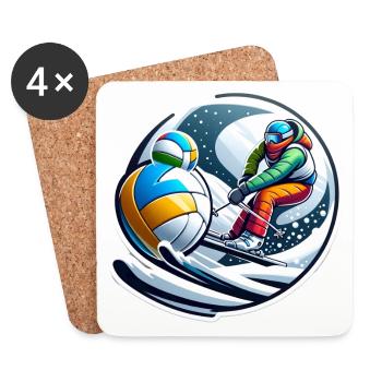 Ski- und Volleyballliebhaber - Untersetzer (4er-Set) - Weiß - Vorne