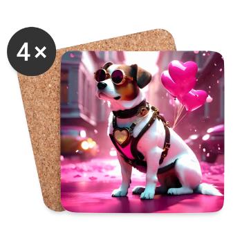 Steampunk Art design pink Hund Ballons - Untersetzer (4er-Set) - Weiß - Vorne