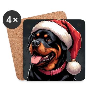 Rottweiler Der Weihnachtsmann - Untersetzer (4er-Set) - Weiß - Vorne