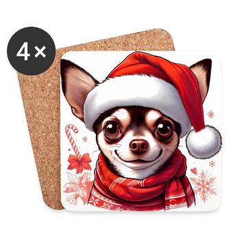 Chihuahua The Santa Claus - Coasters (set of 4) - white - Front