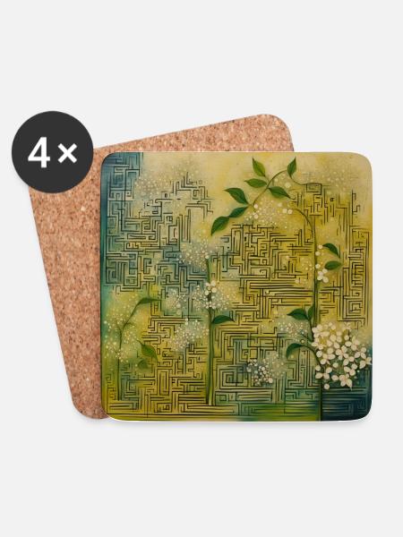 floral maze - Coasters (set of 4) - white