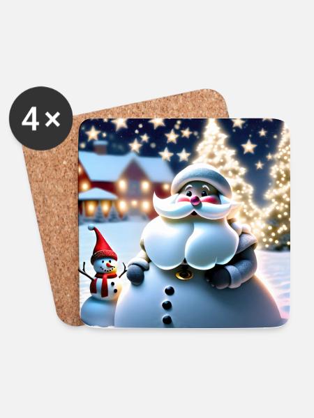 Merry Christmas #5 - Coasters (set of 4) - white