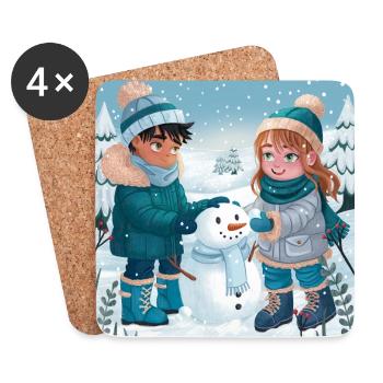Building a snowman - Coasters (set of 4) - white - Front