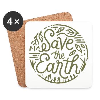 Save the earth Sauver la planète - Dessous de verre (lot de 4) - blanc - Devant