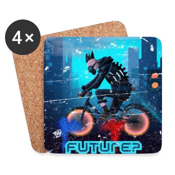 Le futur cycliste dans le style cyberpunk - Dessous de verre (lot de 4) - blanc - Devant