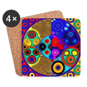 Retro Vintage Design Colorful Circles Gift Idea - Coasters (set of 4) - white - Front