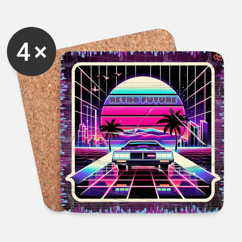 Retro Zukunft - Untersetzer (4er-Set) - Weiß