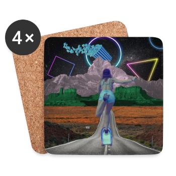 Skater Girl Pop Art Collage - Coasters (set of 4) - white - Front