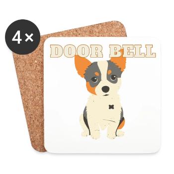 Dog: Door Bell - Coasters (set of 4) - white - Front