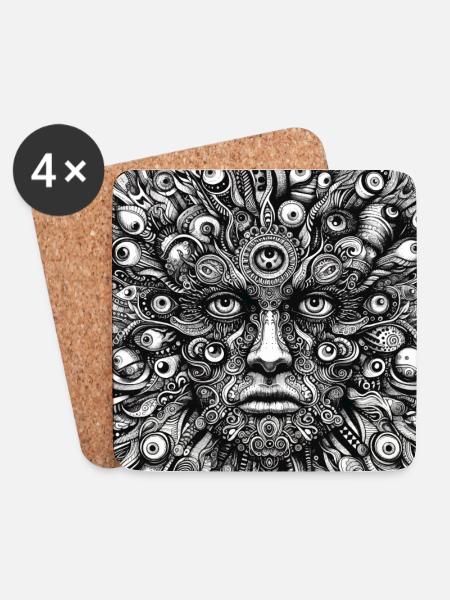 Verrückte Augen - Untersetzer (4er-Set) - Weiß