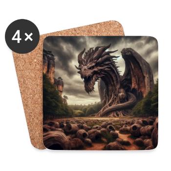 Dragon in the mountains - Coasters (set of 4) - white - Front