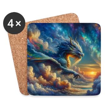 Dragon in clouds - Coasters (set of 4) - white - Front