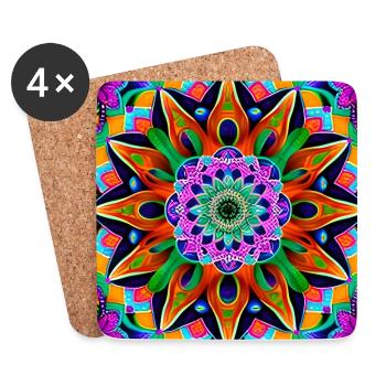 Colorful Floral Mandala Background Wallpaper - Coasters (set of 4) - white - Front