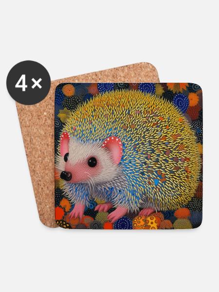 igel, bunt, tier, geschenk, geschenkidee - Untersetzer (4er-Set) - Weiß