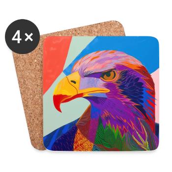adler, vogel, bunt, tier, geschenk, geschenkidee - Untersetzer (4er-Set) - Weiß - Vorne