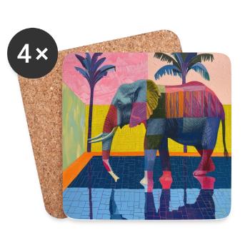 elefant, bunt, tier, geschenk, geschenkidee - Untersetzer (4er-Set) - Weiß - Vorne