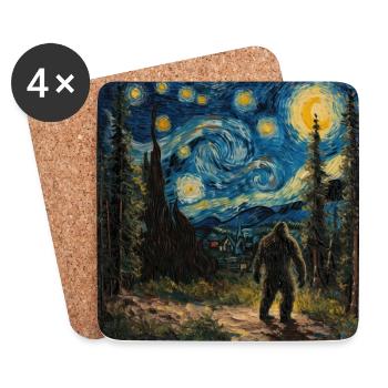 Bigfoot, Big Foot, Van Gogh, Nuit étoilée - Dessous de verre (lot de 4) - blanc - Devant